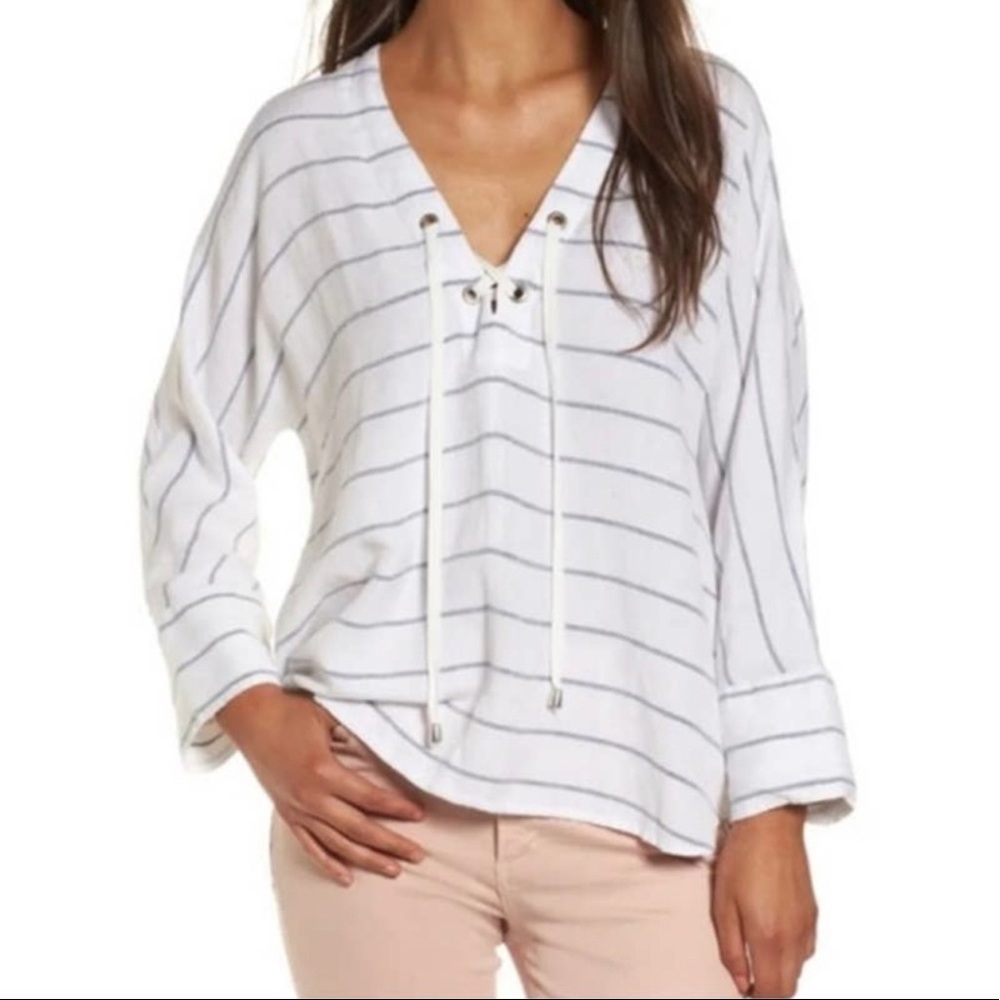 Rails lily positano stripe tunic white and blue large